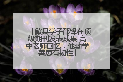 歙县学子邵锋在顶级期刊发表成果 高中老师回忆：他勤学善思有韧性